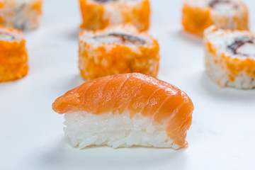plain isolated mixed sushi rolls