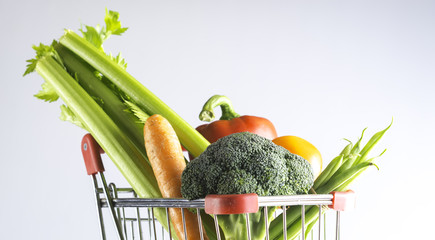 veggies in a shopping cart