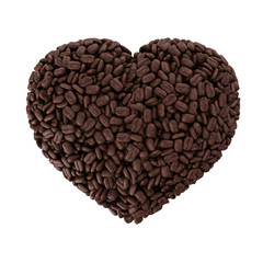 Heart from coffee beans isolated on a white background