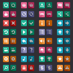 Flat style game icons buttons icons, interface