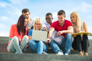 smiling group of university students