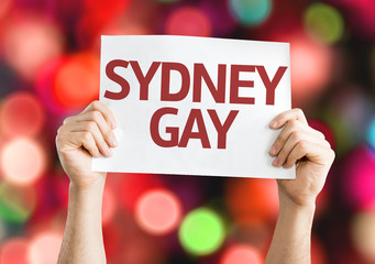 Sydney Gay card with colorful background with defocused lights