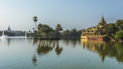 Karaweik on Kandawgyi lake