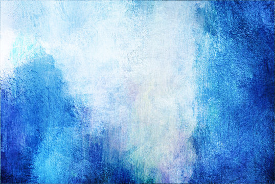 Close up of painting, abstract blue and white  texture