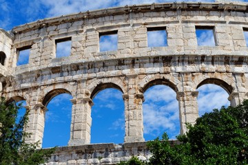Obraz premium Detail of ancient Roman amphitheater in Pula, Croatia