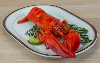 Red boiled lobster