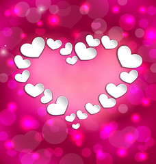 Lighten background with hearts for Valentine Day