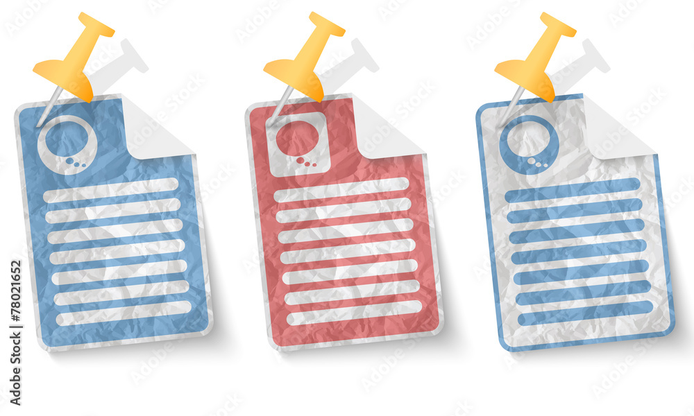 Poster document with crumpled paper and speech bubble