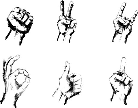 Black and White Hand sketches drawing