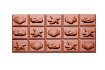 Chocolate on white background with space for text