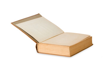 Old book open isolated on white background