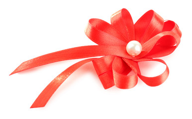 Red bow isolated on white