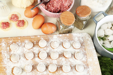 Cooking dumplings close-up