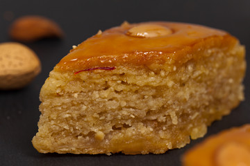 Baklava with almonds. Selective focus.