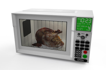 Microwave oven  with  chicken 1