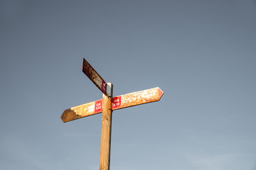 Old hiking signpost