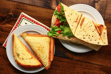 Breakfast with sandwich