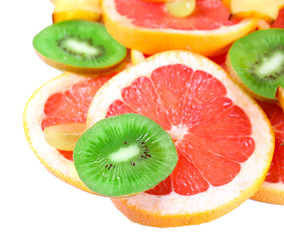 Naklejka na ściany i meble Sliced fruits close-up