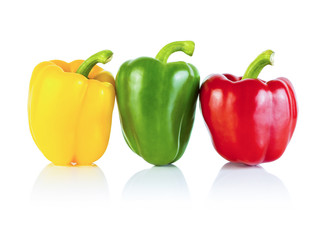colorful peppers isolated on white
