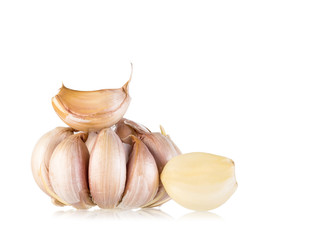 garlic bulb and piece isolated