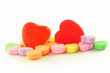 heart shape candy for love showing closeup in white background