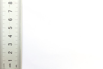 Metallic ruler isolated on white background
