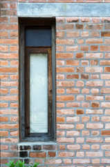 Retro Window with Red brick wall