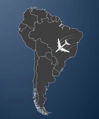 South America Airline, map