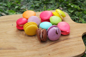 Obraz na płótnie Canvas French macaroons multi colorful is delicious