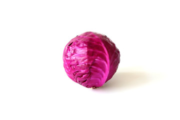 Purple Cabbage on White Background