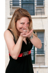 Fototapeta na wymiar Woman Finger Gun