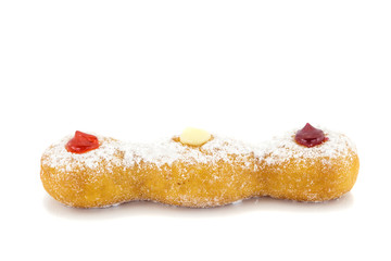 Doughnut with Stawberry, Bavarian and blueberry isolated.