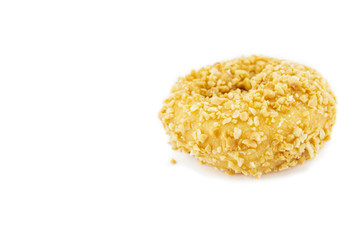 Doughnut nut dessert isolated on white background.
