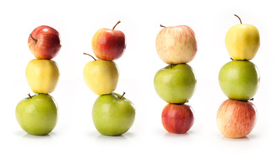 composite with  varieties of apples  on white background