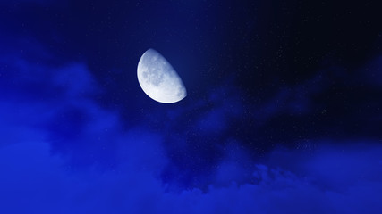Naklejka na ściany i meble Night stars in sky and cloud with moon