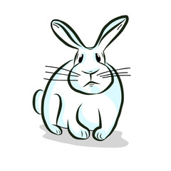 White rabbit hand drawing vector