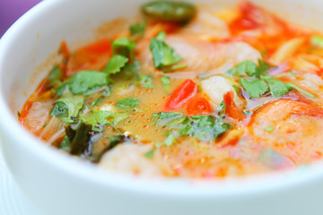 Tom yam kongspicy  soupl in Thailand .
