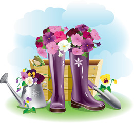 Gumboots and flowers