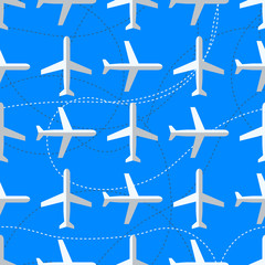 Seamless pattern with flat styled planes