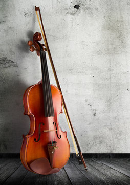 classical violin in vintage background