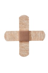 close up image of a crossed bandage