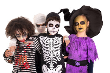 Kids in Halloween costumes