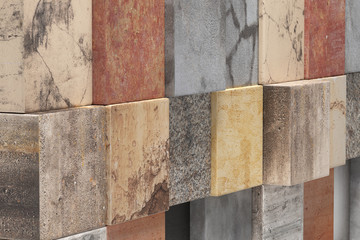 textured stone cubes