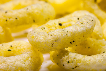 Close-up image of a crunchy corn sticks