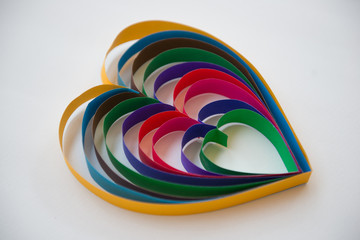 colorful heart paper  isolate on white background