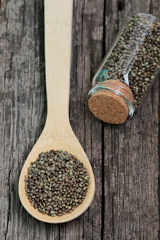Cannabis seeds on the old board