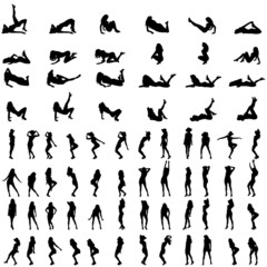 Vector silhouettes of sexy women.