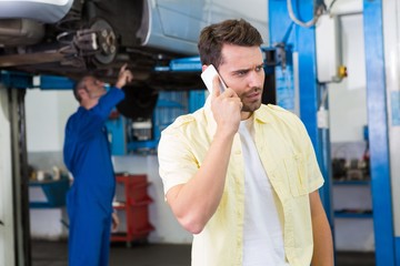 Customer making a phone call