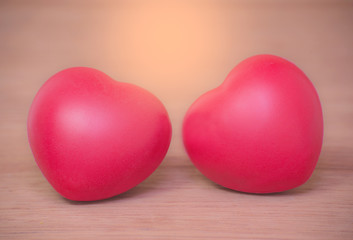 Heart of love in Valentine's day on wooden.