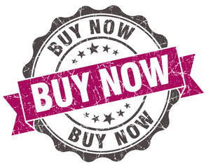 buy now grunge violet seal isolated on white